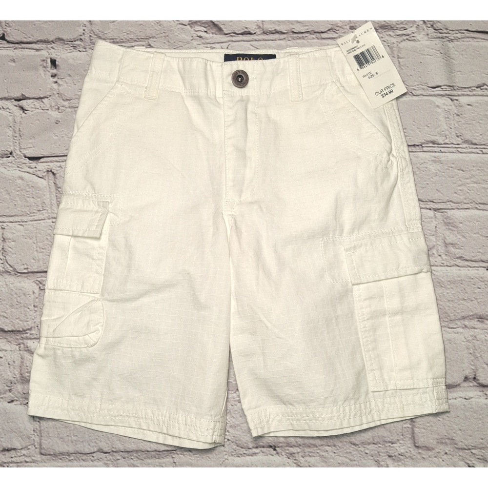 NWT Polo Ralph Lauren Boys White Ripstop Cargo Shorts Size 6 RL-1967 - Picture 1 of 5